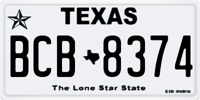 TX license plate BCB8374