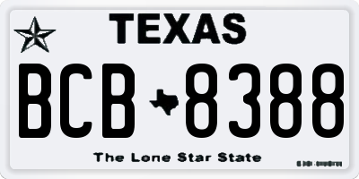 TX license plate BCB8388