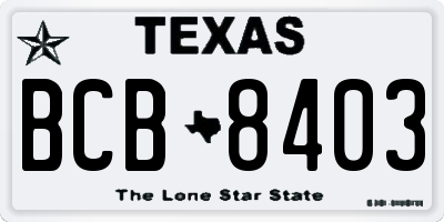 TX license plate BCB8403