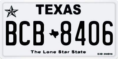 TX license plate BCB8406