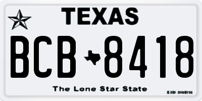 TX license plate BCB8418
