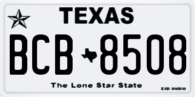 TX license plate BCB8508