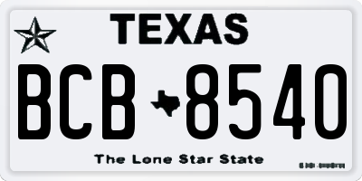 TX license plate BCB8540