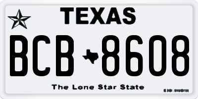 TX license plate BCB8608