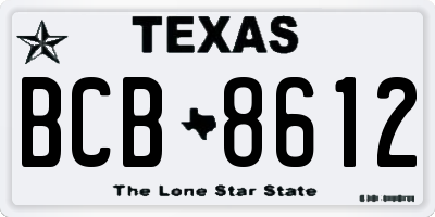 TX license plate BCB8612