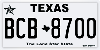 TX license plate BCB8700