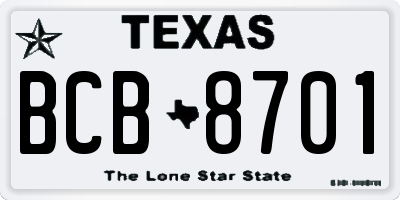 TX license plate BCB8701