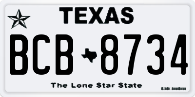 TX license plate BCB8734