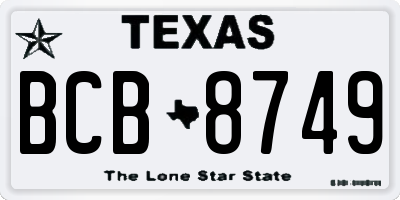 TX license plate BCB8749
