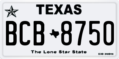 TX license plate BCB8750