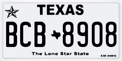 TX license plate BCB8908