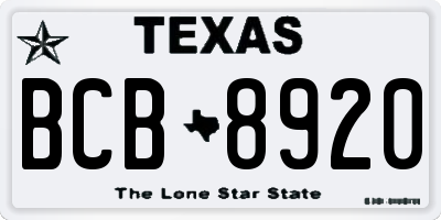 TX license plate BCB8920