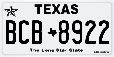 TX license plate BCB8922