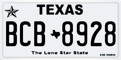 TX license plate BCB8928