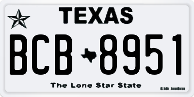 TX license plate BCB8951