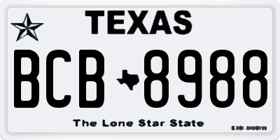 TX license plate BCB8988