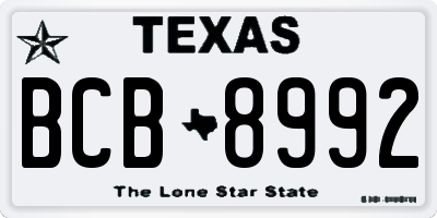 TX license plate BCB8992