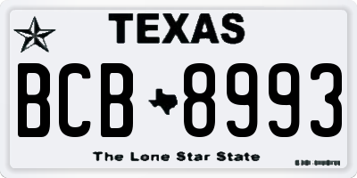 TX license plate BCB8993