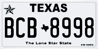 TX license plate BCB8998
