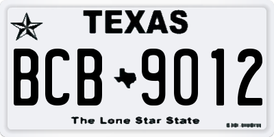 TX license plate BCB9012