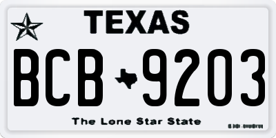 TX license plate BCB9203
