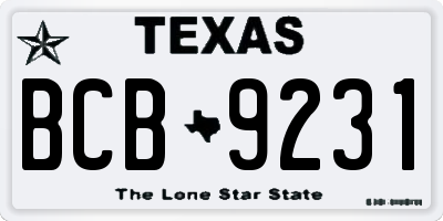 TX license plate BCB9231
