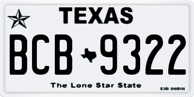 TX license plate BCB9322