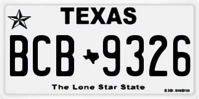 TX license plate BCB9326