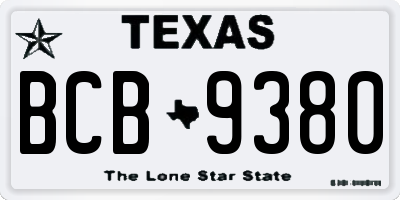 TX license plate BCB9380