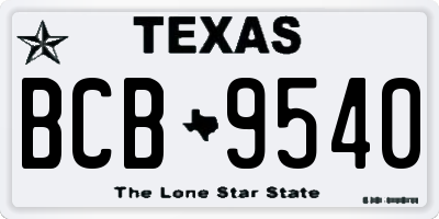 TX license plate BCB9540