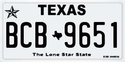 TX license plate BCB9651