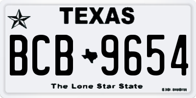 TX license plate BCB9654