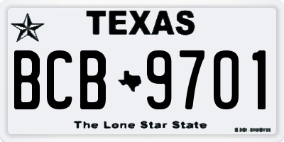 TX license plate BCB9701