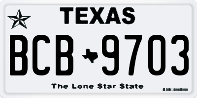 TX license plate BCB9703