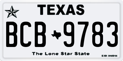 TX license plate BCB9783
