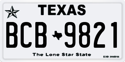 TX license plate BCB9821