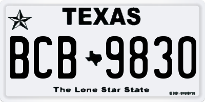 TX license plate BCB9830