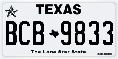 TX license plate BCB9833