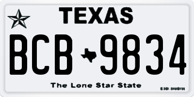 TX license plate BCB9834