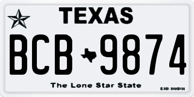 TX license plate BCB9874