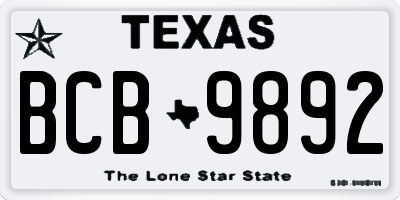 TX license plate BCB9892