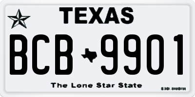 TX license plate BCB9901
