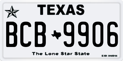 TX license plate BCB9906