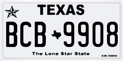 TX license plate BCB9908