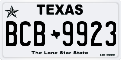 TX license plate BCB9923