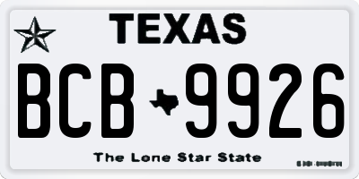 TX license plate BCB9926