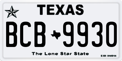 TX license plate BCB9930