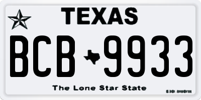 TX license plate BCB9933