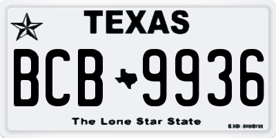TX license plate BCB9936