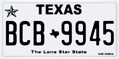 TX license plate BCB9945